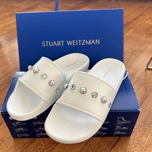 Stuart Weitzman Sandals NWT Glides US Size 9 White Leather